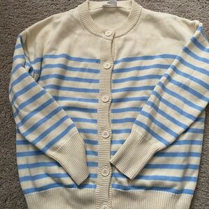 Minnow Swin Striped Cream and Blue Women's Sweater